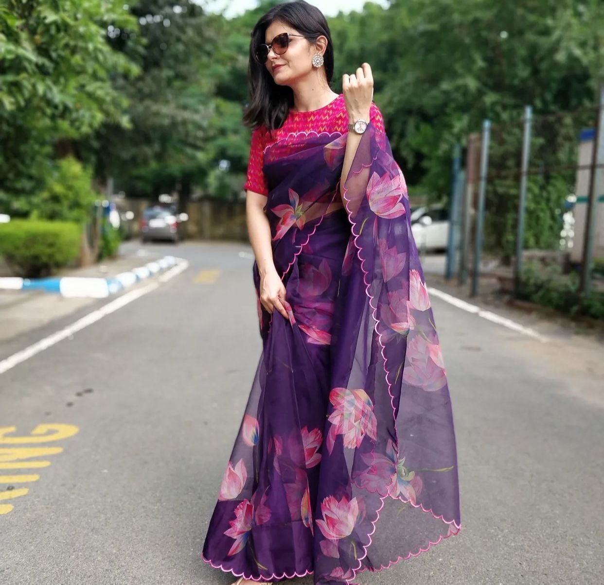 VK 4104 Organza Printed Sarees Wholesale Market In Surat With Price